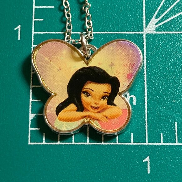 Vintage Disney Tinker Bell SilverMist Charm Necklace 18" Chain Fairy Silver Tone - Picture 6 of 6